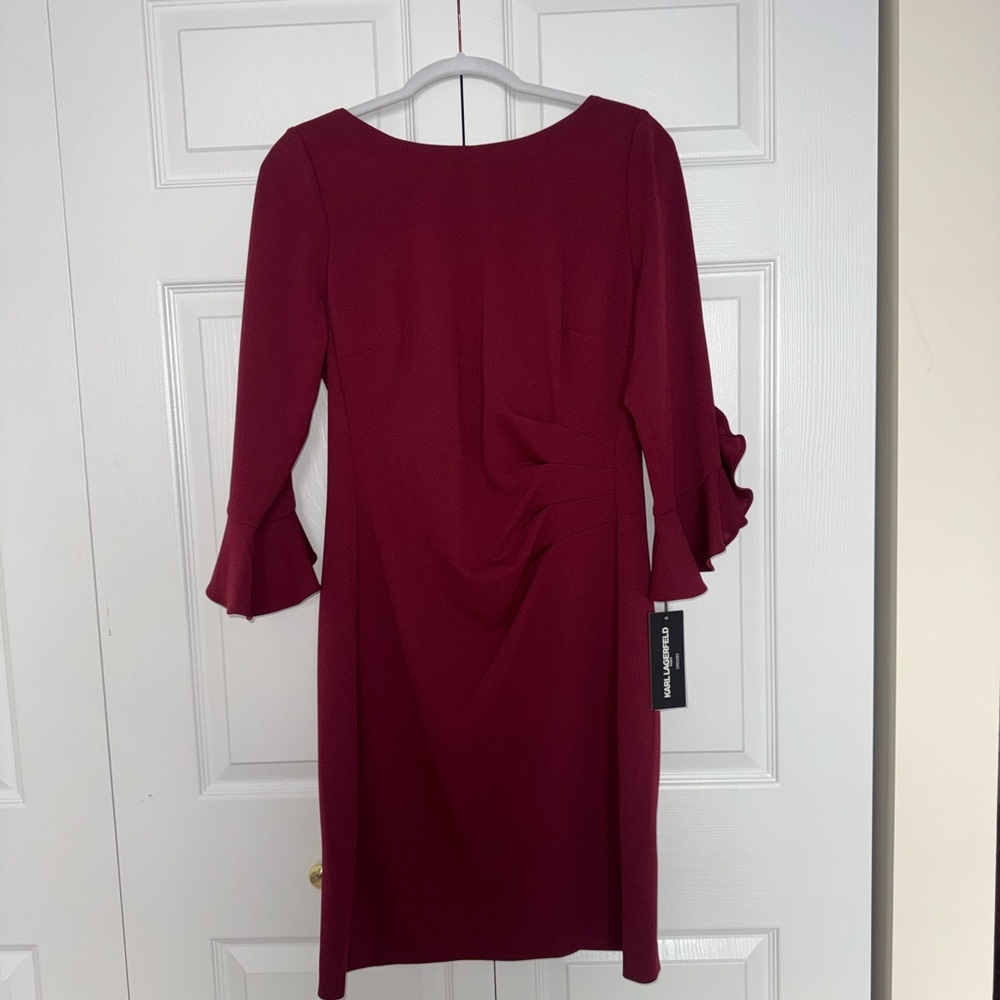 Karl Lagerfeld Wine Long Sleeve Dress